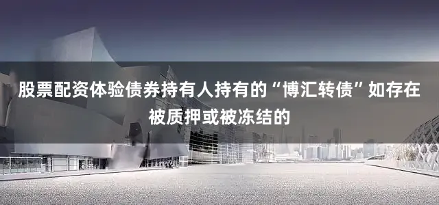 股票配资体验债券持有人持有的“博汇转债”如存在被质押或被冻结的
